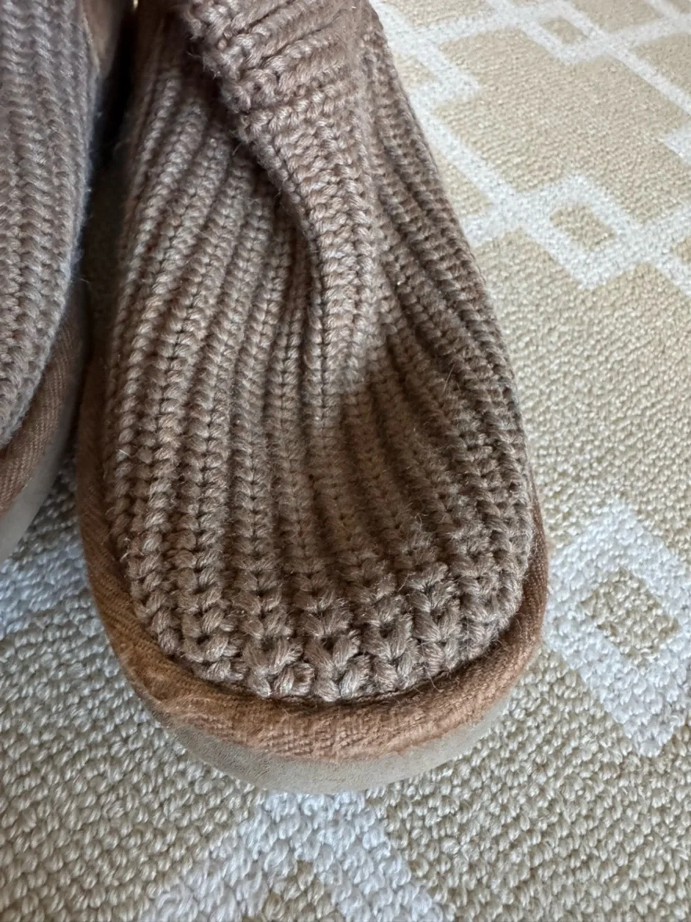 UGG Australia Knit Sweater Boots Fold Over Cozy Lounge Slouch Brown Size 9